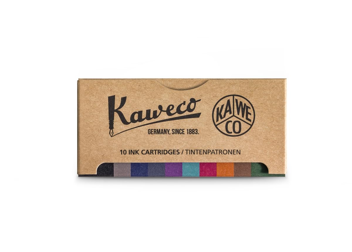 Kaweco Fountain Pen 10-Pack Ink Cartridges in 10 Colours for Cartridge Fountain Pens with Short Standard Cartridges | Set of 10 Fountain Pen Ink Cartridges | Ink Set in Multiple Colours
