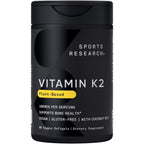 Sports Research® Vitamin K2 as MK-7 100mcg, 60 Count Plantgels™ | Supports Bone & Heart Health w/Highly Bioavailable MK-7 & Coconut MCT oil for Better Absorption · Plant-Based, Soy-Free