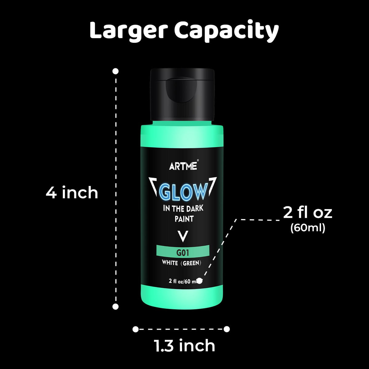 ARTME Glow in The Dark Paint, 10 Bright Colors 60ml/2oz Blacklight Paint Set, Neon Craft Paint, Acrylic Glow Fluorescent Paint Perfect for Art Painting, DIY projects, Halloween and Christmas Decoration