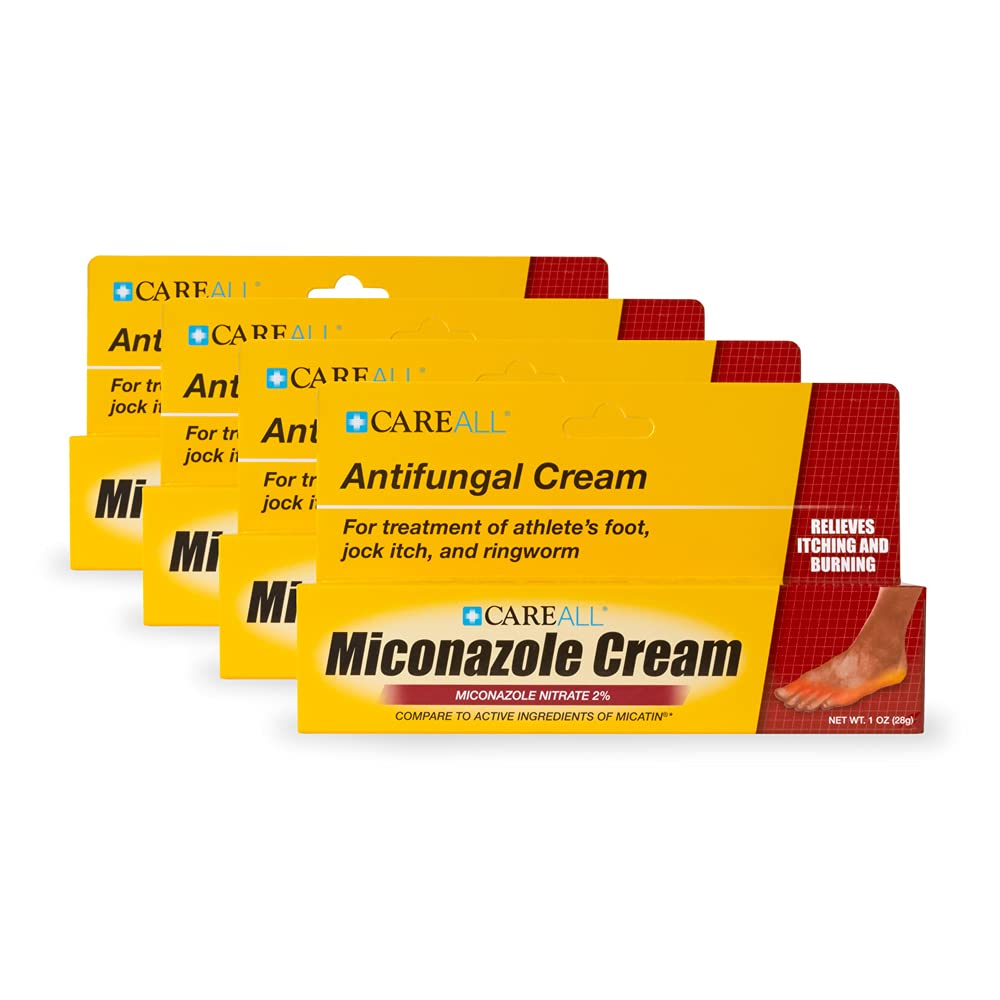 CareAll Miconazole Nitrate 2% Antifungal Cream 1.0 oz. (4 Pack), Cures Most Athlete’s Foot, Jock Itch, Ringworm, Compare to Leading Brand