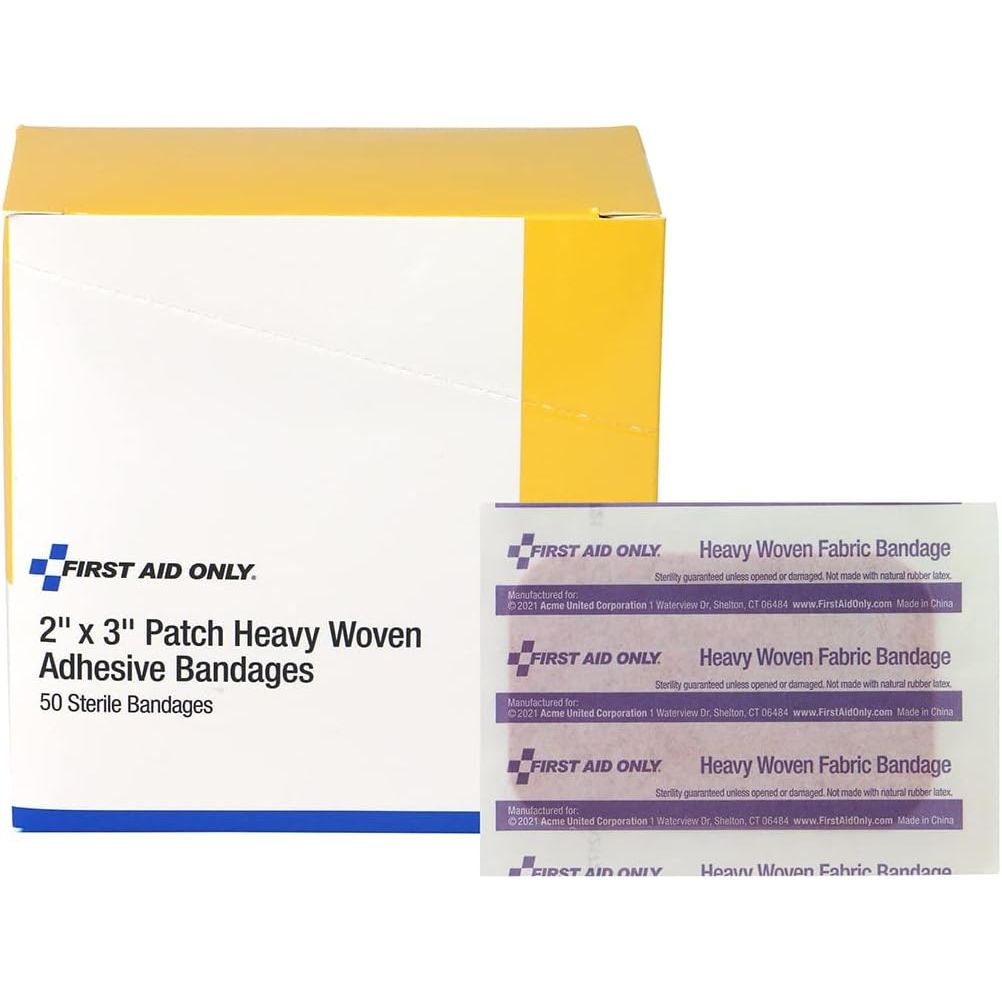 Buy now First Aid Only 1-750 Heavy Woven Fabric Adhesive Bandages, 2" x 3" Extra Large, 50 Count at indiglob india