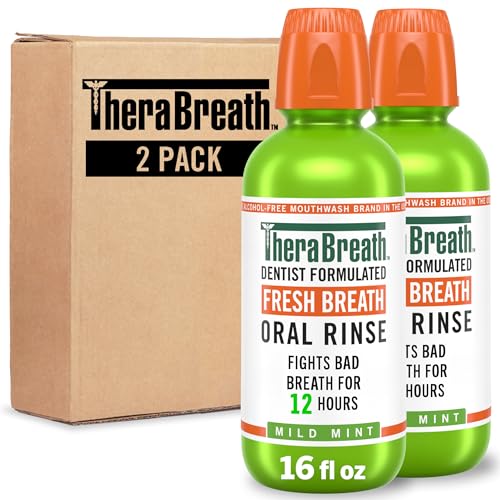 Buy now TheraBreath Fresh Breath Mouthwash, Mild Mint Flavor, Alcohol-Free, 16 Fl Oz (2-Pack) at indiglob india