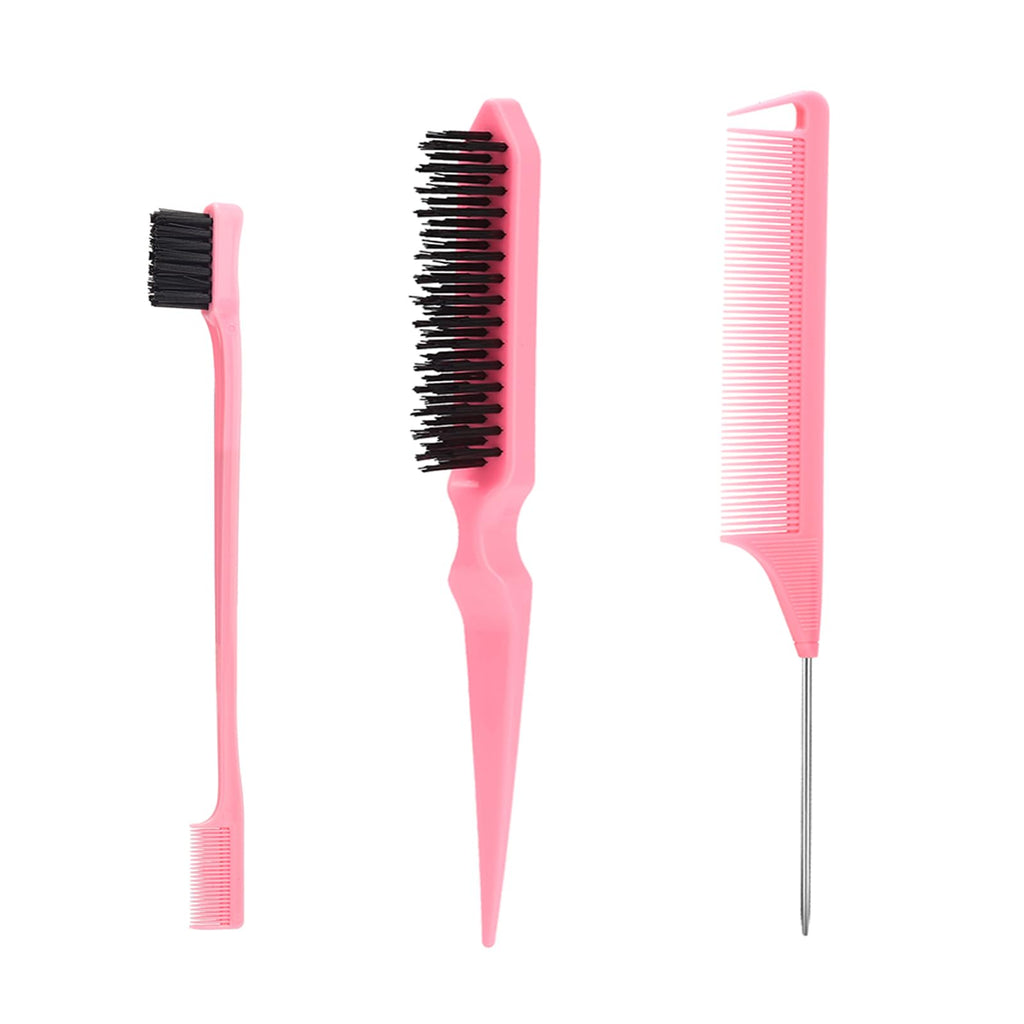 SWEET VIEW 3Pcs Slick Back Hair Brush | Rat Tail Comb, Edge | Bristle Brush, Sleek Ponytail/Bun Smoothing Baby Hair & Flyaways