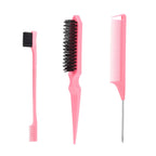 SWEET VIEW 3Pcs Slick Back Hair Brush | Rat Tail Comb, Edge | Bristle Brush, Sleek Ponytail/Bun Smoothing Baby Hair & Flyaways
