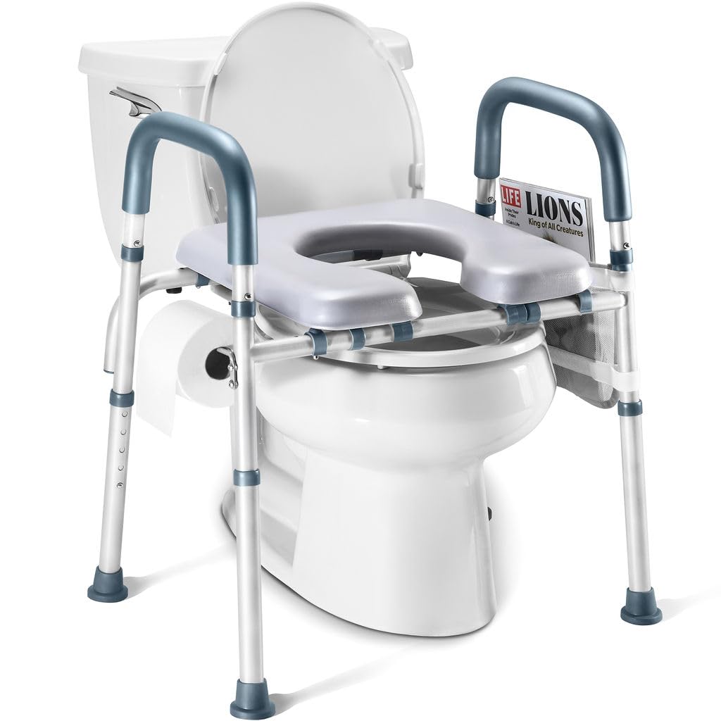 Toilet Seat Riser for Seniors, Adjustable Height & Width, 400lb