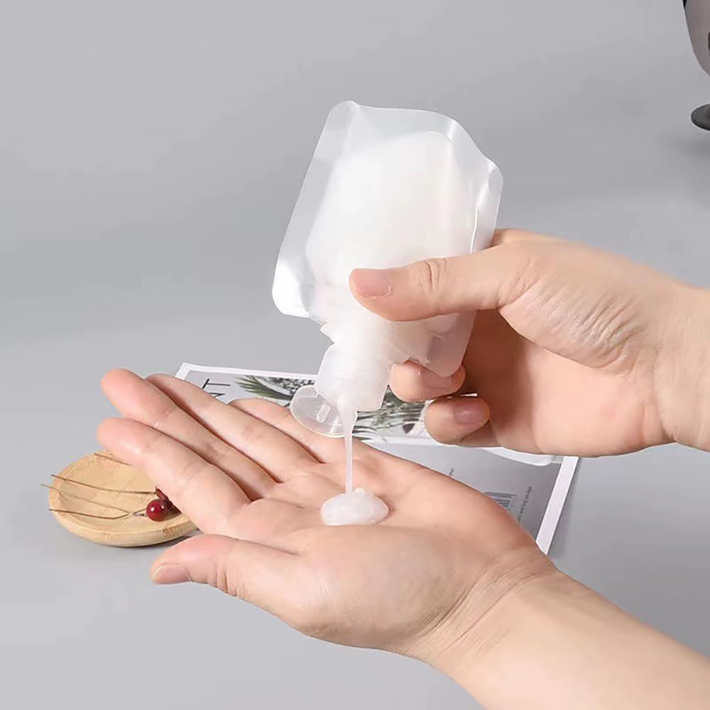 10pcs Travel Pouches for Toiletries, Leak Proof Travel Fluid Makeup Packing Bag, TSA Approved Squeeze Liquid Pouches for Travel, Plastic Pouch for Lotion Shampoo Cream Hand Soap