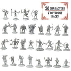Buy now 28 Paintable Fantasy Mini Figures- All Unique Designs- 1" Hex-Sized Compatible w DND Dungeons Dragons, Pathfinder, RPG Tabletop Games- Features Goblins, Orcs, Gnolls, Skeletons & More at indiglob india