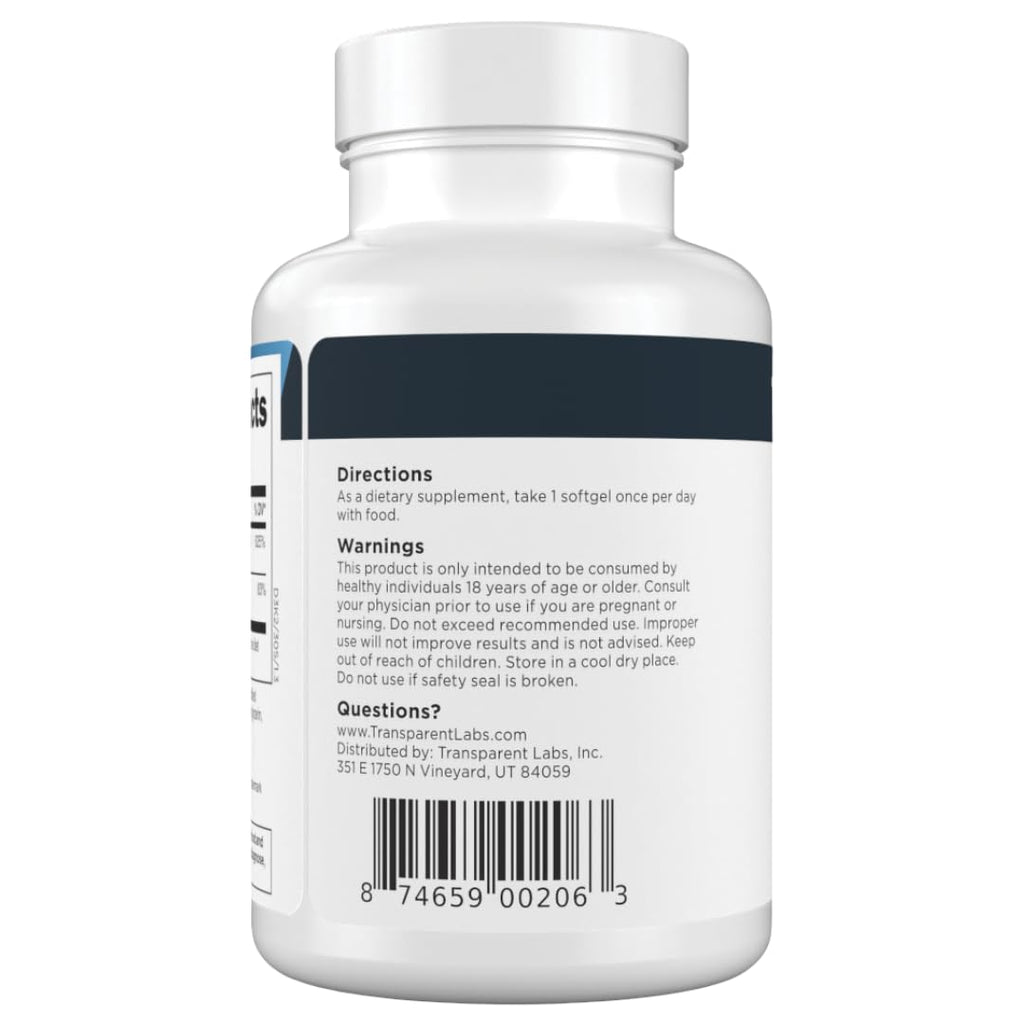 Transparent Labs Vitamin D3 K2 - Vitamin D & K2 Vitamin Supplement for Men & Women, Vegan-Friendly D3K2 5000 IU Supplements to Support Bone, Immune, and Overall Health - K2 D3 60 Capsules