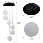 MorTime LED Solar Crystal Ball Wind Chime, 25" Mobile Hanging Wind Chime for Home Garden Decoration, Automatic Light Changing Color