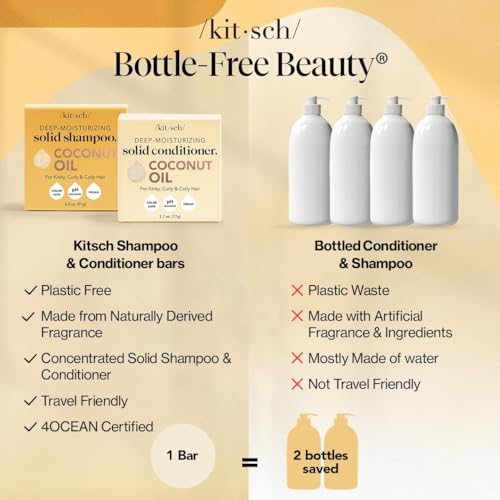 Buy now Kitsch Coconut Oil Shampoo and Conditioner Set Æ’?? Deep Moisturizing Shampoo and Conditioner Bar for Dry Damaged Hair Æ’?? Hydrating Solid Bars for Curly, Coily & Color Treated Hair Æ’?? Made in USA at indiglob india