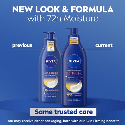 Buy now NIVEA Nourishing Hydration Skin Firming Body Lotion with Q10 and Vitamin C, 72-Hour Body Moisturizer for Dry to Very Dry Skin, 16.9 Fl Oz Pump Bottle at indiglob india