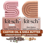 Buy now Kitsch Castor Oil Shampoo & Shea Butter Conditioner Bar â€“ Shampoo and Conditioner Set - Hydrating & Moisturizing Bar Soap - Free of Paraben, Silicone, Sulfate - Made in USA - 2pc Set at indiglob india