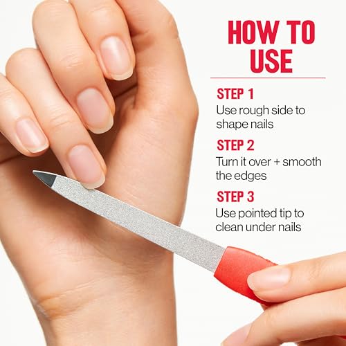 Buy now Revlon Emeryl File, Metal Nail Filer With Easy Grip Handle & Double-Sided Fingernail Buffer For Precise Manicure Shaping & Smoothing, 1 Count at indiglob india