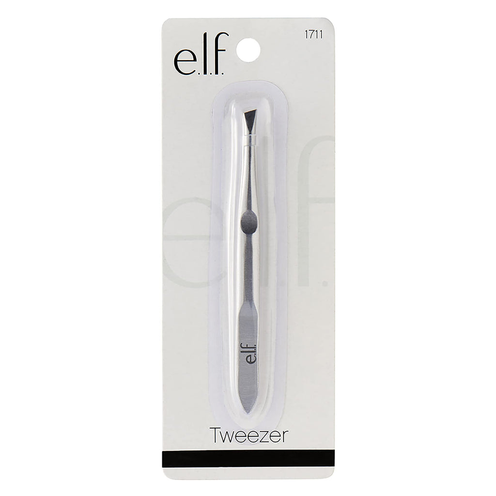 e.l.f. Slant Tweezer, Professional Quality Stainless Steel, Provides a Strong Grip, Removes Hairs Accurately, Shapes, Defines, Easy To Use, Ergonomically-Designed