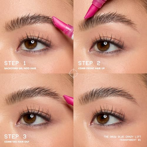Buy now NYX PROFESSIONAL MAKEUP The Brow Glue Crazy Lift, Brow Lamination Gel with 16HR Strong Hold & Built-In Styling Comb - Clear Eyebrow Gel at indiglob india