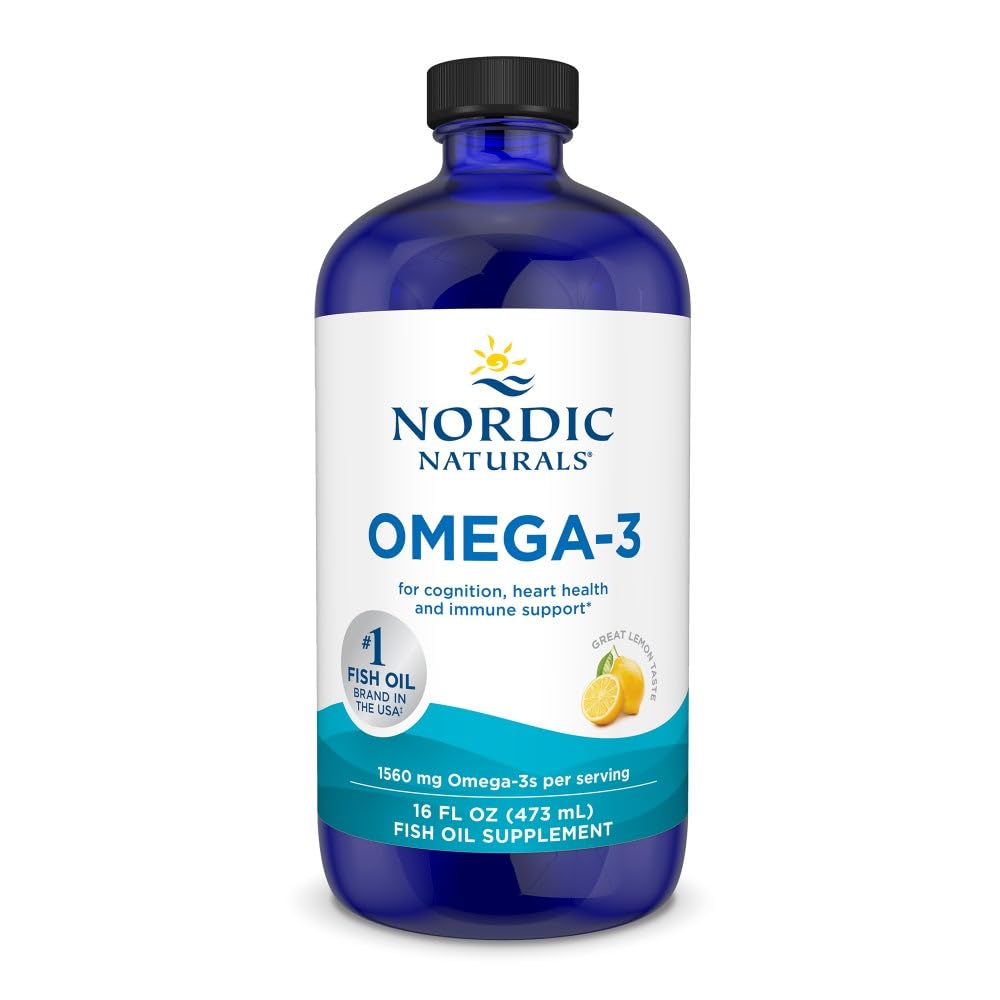 Nordic Naturals Omega-3, Lemon Flavor - 8 oz - 1560 mg Omega-3 - Fish Oil - EPA & DHA - Immune Support, Brain & Heart Health, Optimal Wellness - Non-GMO - 48 Servings