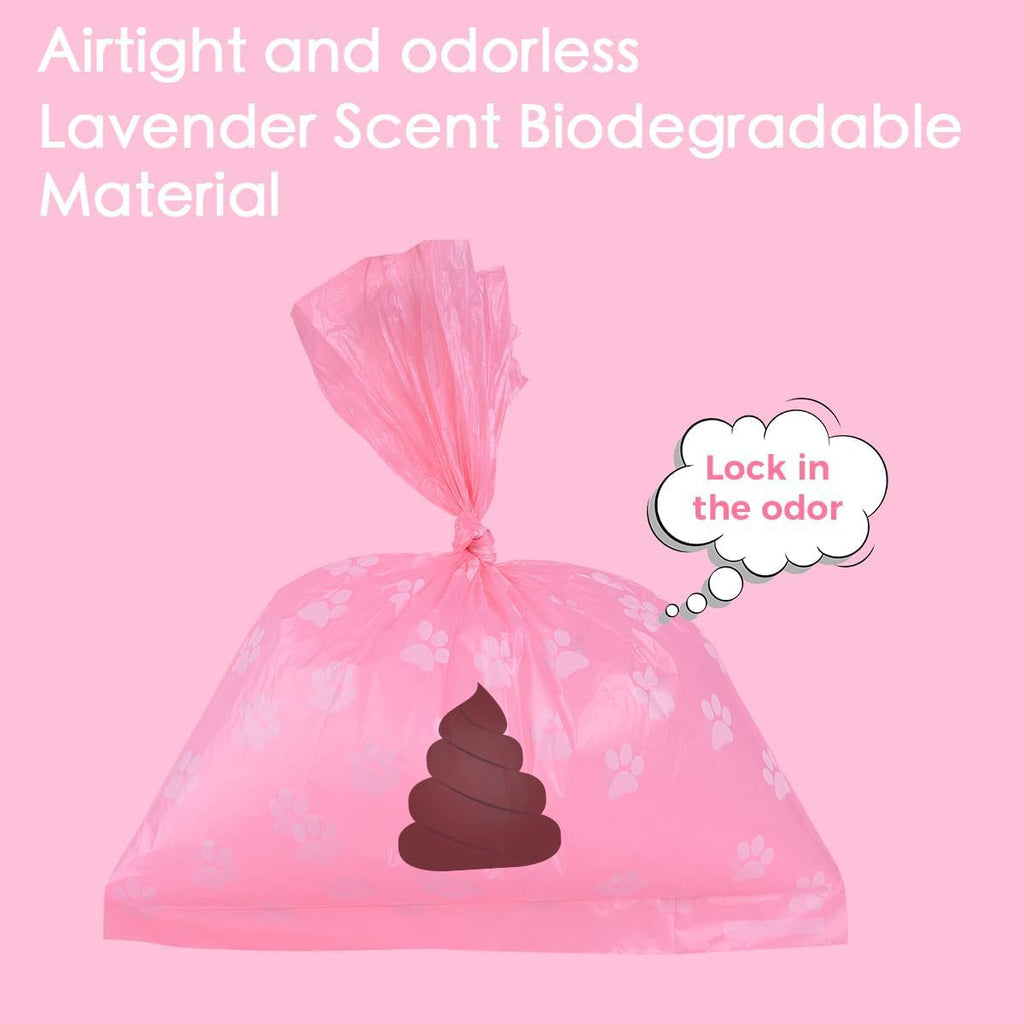 Poop Bags Rolls 256 Count - 9x13 Inches Pink Thickened Leakproof Lavender scent Poo Bags for Dogs, Pet Waste Bags for Walking, Home, Travel