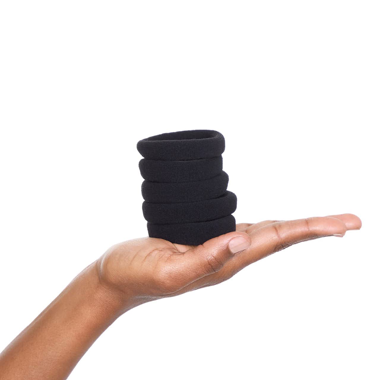 Buy now Kitsch Black Hair Ties No Damage - Strong, Stretchy Hair Bands | Soft Nylon Ponytail Holders, Snag-Free Rubber Bands, Perfect for Updos & Braids | Ideal Gifts for Women - Black, 6pcs at indiglob india