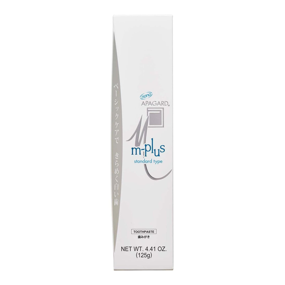 APAGARD® M-Plus, Sangi's Nano-Hydroxyapatite Toothpaste for Naturally Whiter Teeth, No Fluoride, for Family use, 125g / 4.4 oz, Mild Mint Flavor, Pack of 2