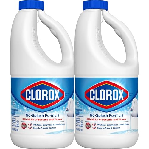 Buy now Clorox Splashless Disinfecting Bleach Cleaner, 2 Pack Regular Concentrated Liquid Bleach, Removes Mold, Mildew and Stains, Whitens, for Multi Purpose Cleaning and Laundry, 40 oz Bottles at indiglob india