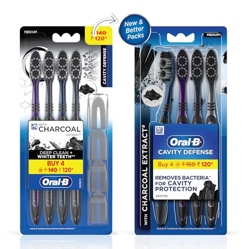 Buy now Oral B Cavity Defense 123 Black Toothbrush â€¹Â¨Â« Medium (Pack of 4) at indiglob india