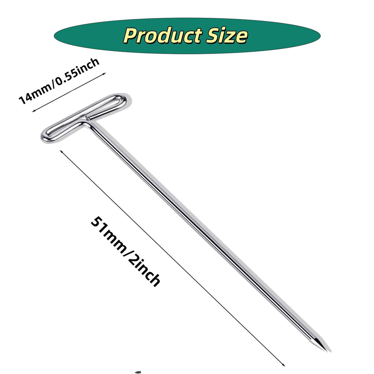T Pins,50 Pack 2 Inch Sewing Pins for Blocking Knitting, Wig Making and Crafts, Modelling,Straight Pins T-Pins Stainless Steel Nickel Plated with Storage Box