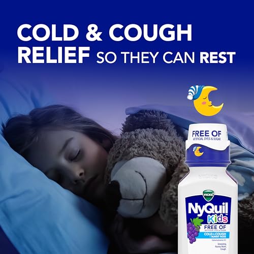 Buy now VICKS Kids DayQuil & NyQuil Cold & Cough Relief Liquid Co-Pack, Free of Artificial Dyes & Sugar, Multi-Symptom Relief of Cough, Sneezing, Runny Nose, Mucus, and Chest Congestion, for Ages 6+, 2x6oz at indiglob india