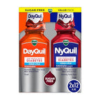 Buy now VICKS DayQuil & NyQuil Diabetes Cold & Flu Relief Medicine Co-Pack, Powerful Multi-Symptom Daytime & Nighttime Relief for Cold, Cough, and Flu Symptoms, Sugar & Alcohol Free, 2 x 12 FL OZ Bottles at indiglob india