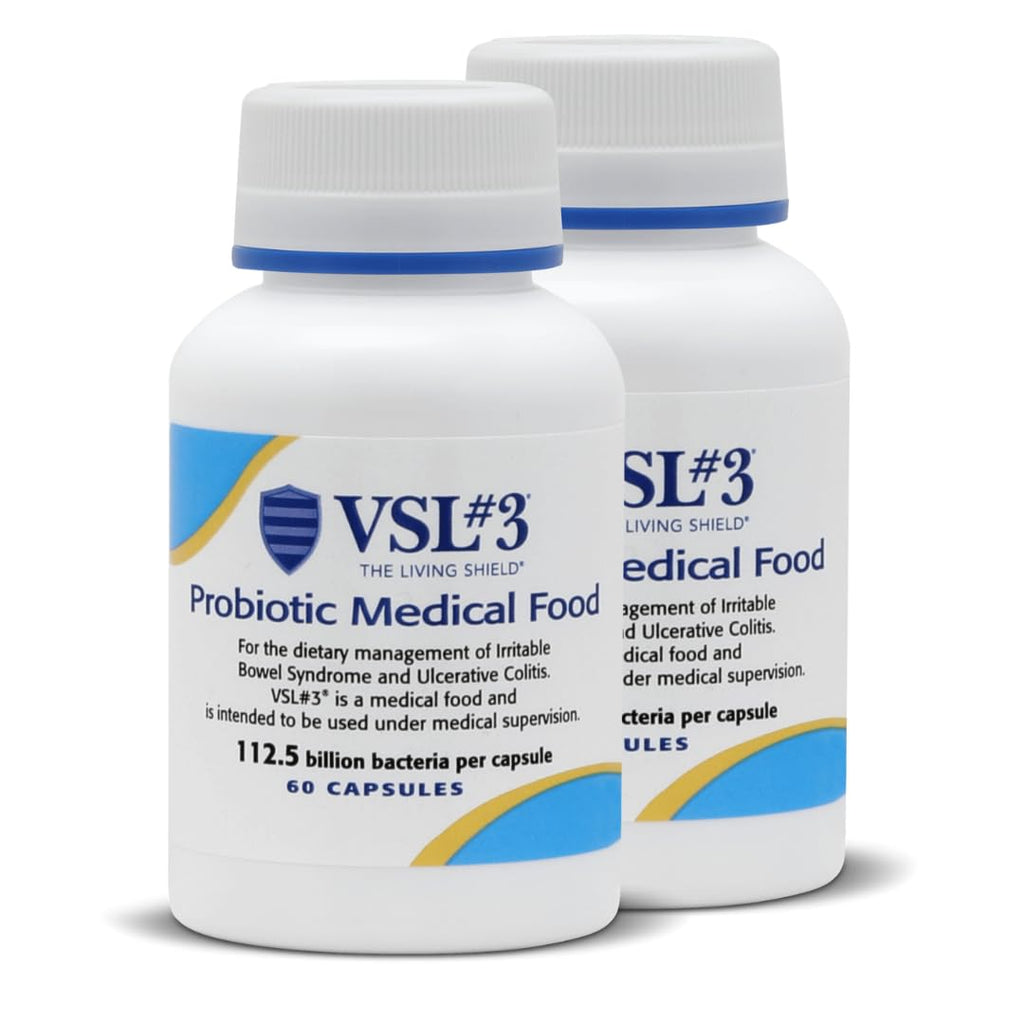 VSL #3® High-Potency Probiotic Medical Food, Dietary Management of IBS & UC | 112.5 Billion CFU, Clinically Researched, 8 Live Probiotic Strains, Refrigerated, For Men & Women, 3-Pack (180 Capsules)