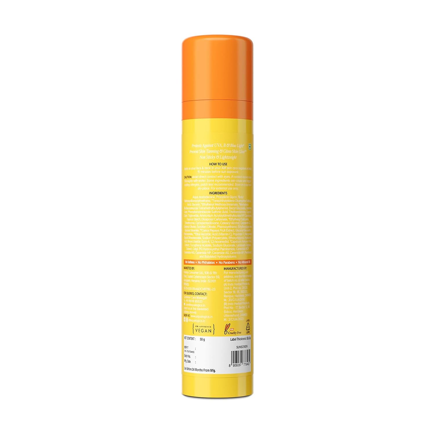 Buy now Aqualogica Glow+ Dewy Face Sunscreen with SPF 50+ & PA+++ | Blue Light Protection & No White Cast | Helps Give Glowing Skin with Papaya & Vitamin C | 1.76 Oz/50g at indiglob india