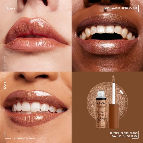 Buy now NYX PROFESSIONAL MAKEUP Butter Gloss Bling Lip Gloss, Non Sticky and Shiny Vegan Lip Makeup - Shimmer Down at indiglob india