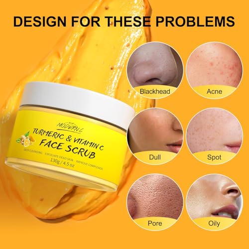 Buy now Vitamin C and Turmeric Face Scrub Cream Organics Microdermabrasion Facial Scrub Exfoliating Clears Blackheads Improve Dark Spot Acne with Strawberry Extract Exfoliator 130g/4.5oz at indiglob india