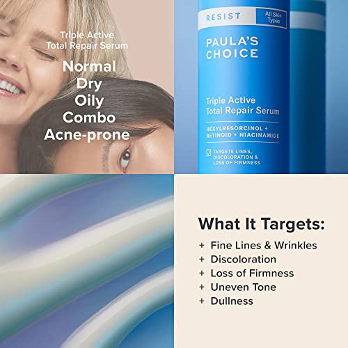 Buy now Paulaâ€™s Choice RESIST Triple Active Total Repair Serum, 3-in-1 Serum for Wrinkles, Dark Spots & Loss of Firmness with Niacinamide & Retinoid, Fragrance-Free, 1 Fl Oz at indiglob india