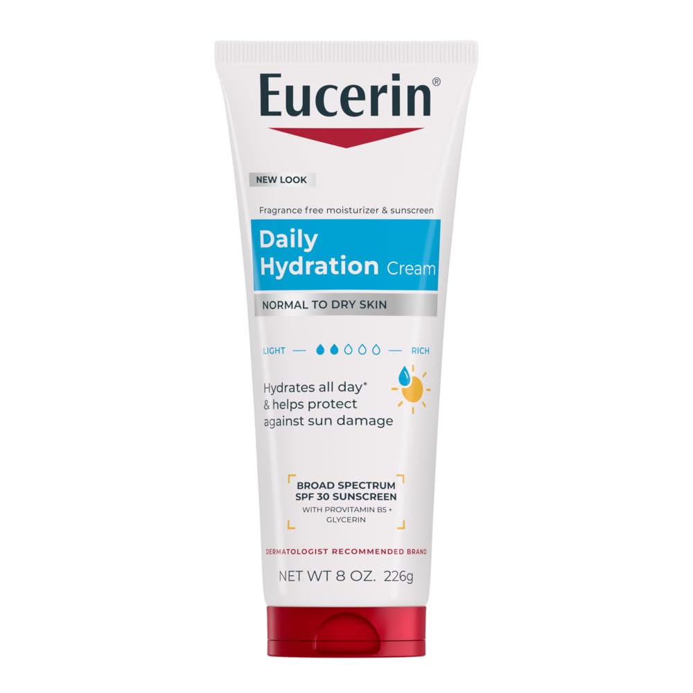 Buy now Eucerin Daily Hydration Broad Spectrum SPF 30 Sunscreen Body Cream for Dry Skin, Fragrance Free Sunscreen Moisturizer, 8 Oz Tube at indiglob india