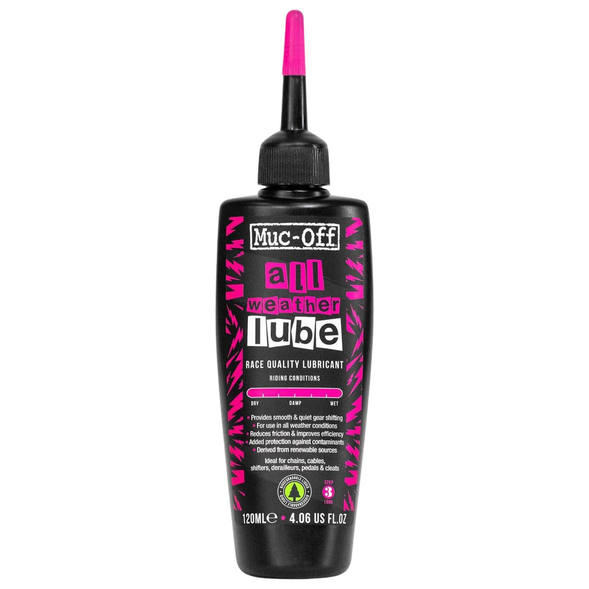Muc-Off All-Weather Chain Lube All-Weather Chain Oil, 120 ml - Biodegradable Grease Chain Grease, Chain Spray Bicycle, for All Types of Bikes - Formulated for All Weather Conditions