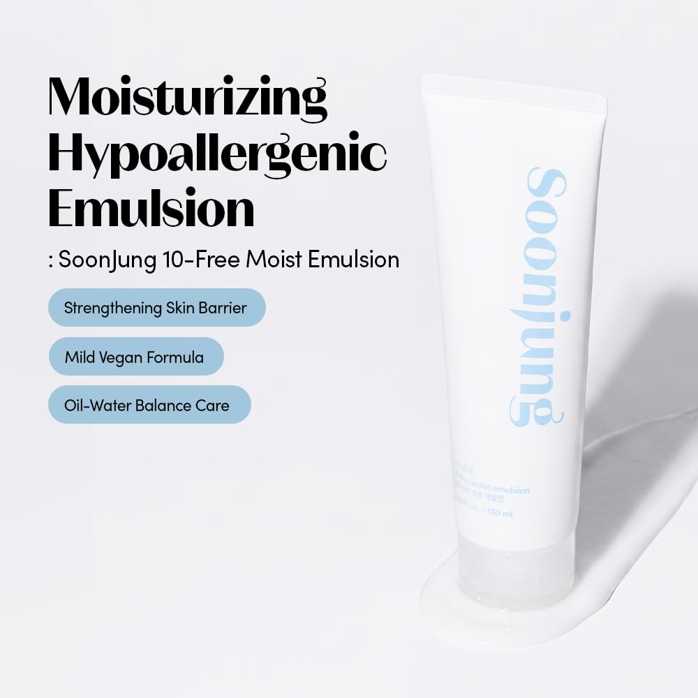 ETUDE SoonJung Moist Emulsion, Sensitive Skin Face Moisturizer, 4.39 fl oz