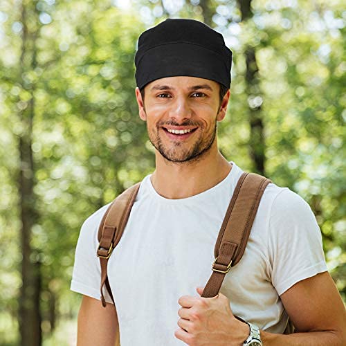 Buy now Geyoga 2 Pcs Adjustable Silk Satin Bonnet for Sleeping Men Silk Satin Beanie with Adjustable Elastic Band for Curly Hair(Black, Gray) at indiglob india