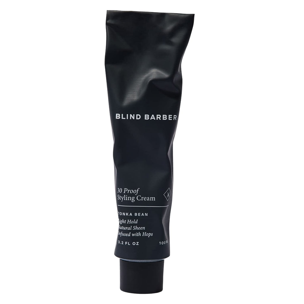 Blind Barber 30 Proof Hair Cream for Men - Styling Cream & Beard Tamer - Light Hold & Natural Shine - Paraben & Sulfate-Free, Water-Based Hair Products - Tonka Bean Scent (3.2 Fl oz)