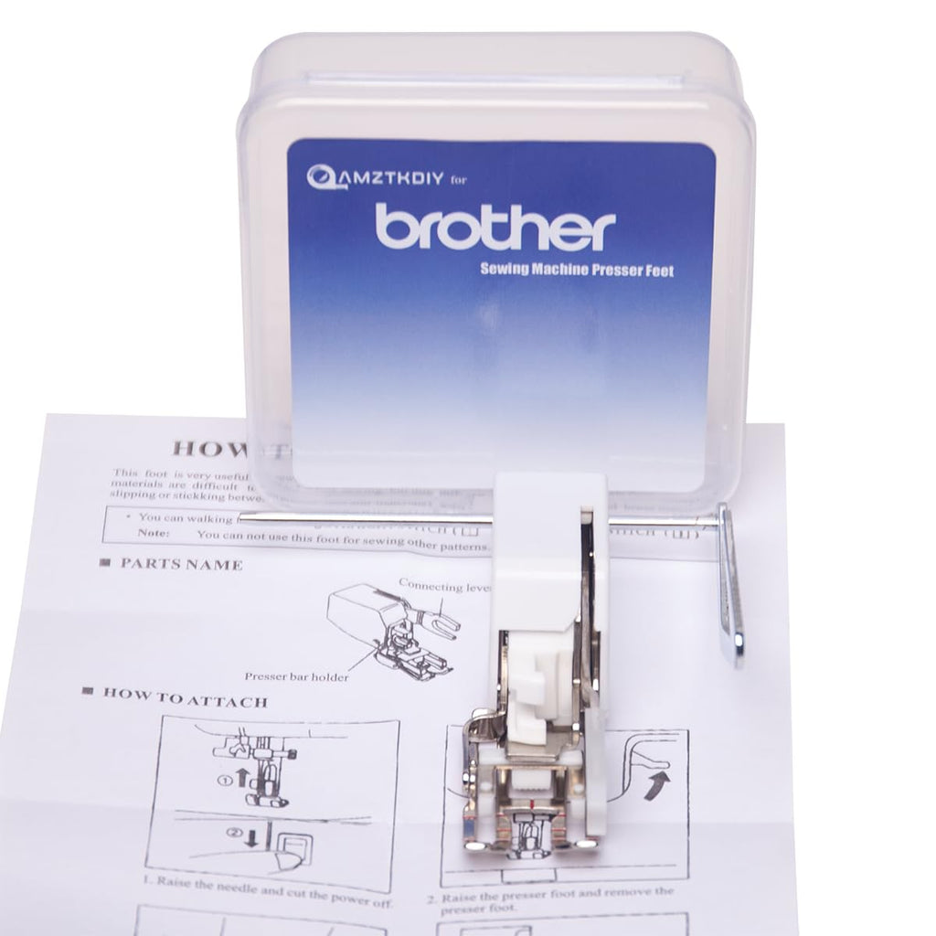 Walking Foot Presser Foot Precision Sewing Attachment with Guide for Brother Sewing Machines Even Feeding Quilting and Sewing