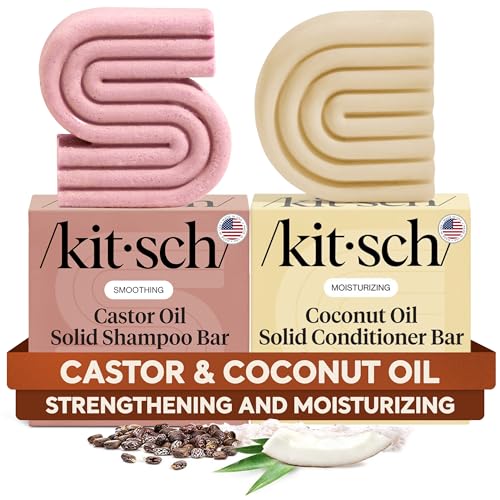 Buy now Kitsch Castor Oil Shampoo Bar & Coconut Oil Conditioner Bar â€“ Nourishing Shampoo and Conditioner Set for Dry, Damaged Hair â€“ Strengthening Hair Care, Hydrating & Deep-Moisturizing - 2pc set at indiglob india