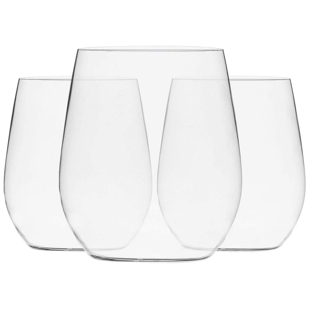 Munfix Disposable Plastic Wine Glasses, Stemless 12 oz Clear Shatterproof Cups, BPA-Free, 48 Pack