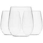 Munfix Disposable Plastic Wine Glasses, Stemless 12 oz Clear Shatterproof Cups, BPA-Free, 48 Pack