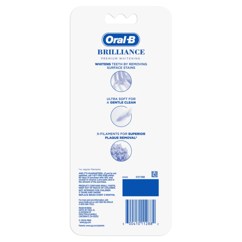 Buy now Oral-B 3D White Brilliance toothbrushes, 4 Count Toothbrush Extra Soft, Tough on Plaque, Gentle on Gums, whitening Tooth Brush at indiglob india