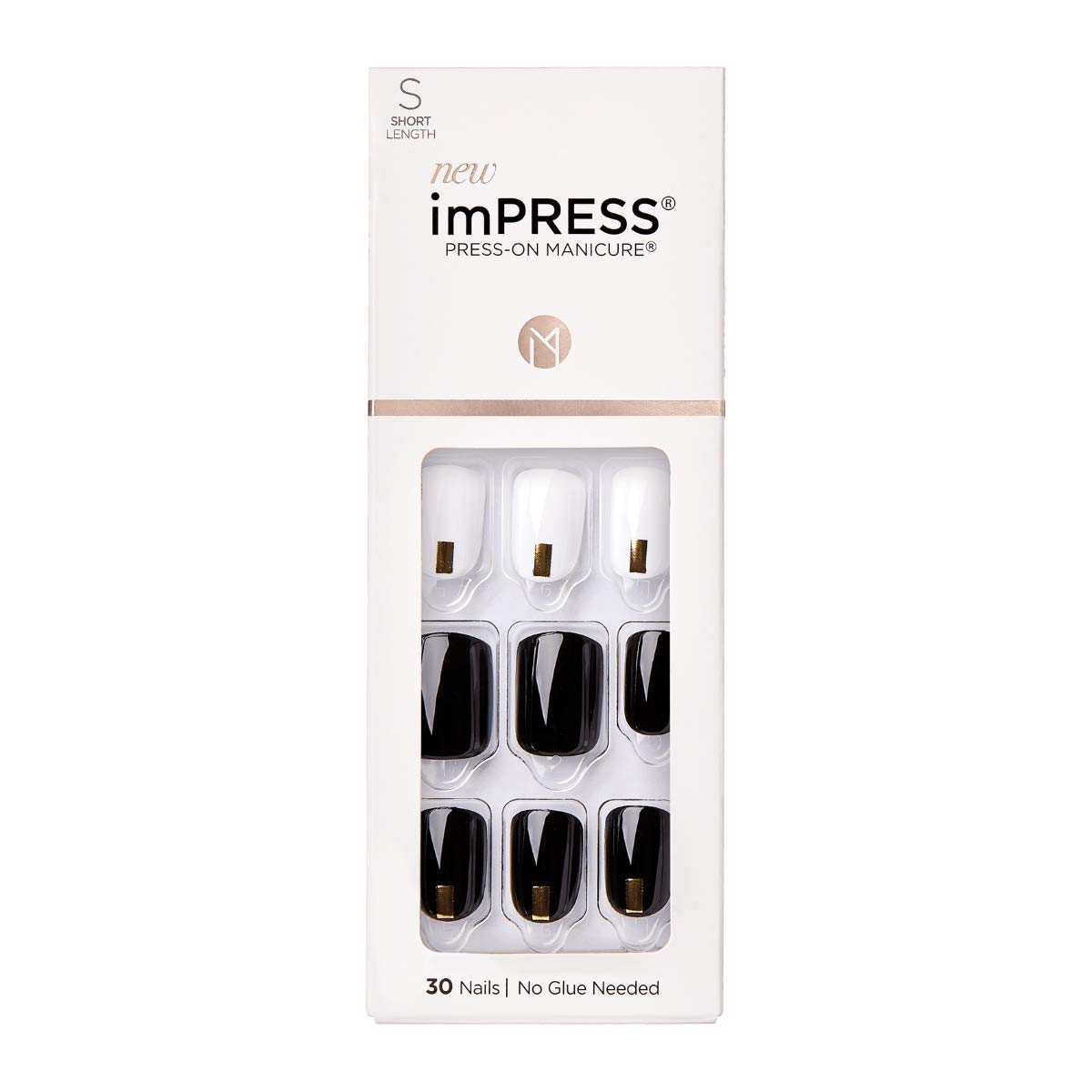 Buy now KISS imPRESS No Glue Mani Press On Nails, Design, 'Dorothy', Pink, Short Size, Squoval Shape, Includes 30 Nails, Prep Pad, Instructions Sheet, 1 Manicure Stick, 1 Mini File Black and White at indiglob india