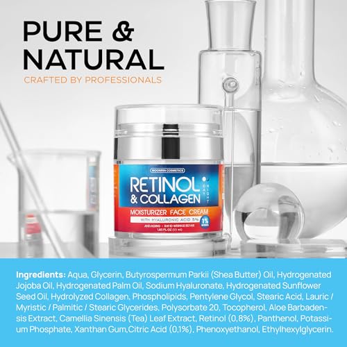 Buy now Retinol Cream for Face with Hyaluronic Acid, Day-Night Anti-Aging Moisturizer for Women, Men, Collagen Cream for Face Reduces Wrinkles, Dryness, 1.85 Oz at indiglob india