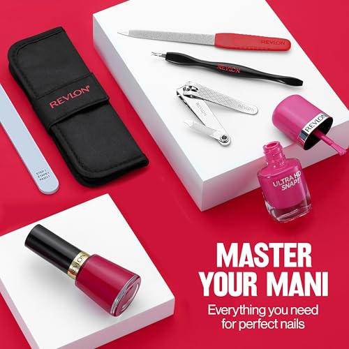 Buy now Revlon Manicure Essentials Kit with Travel Case, Nail Care Set with Dual Ended Cuticle Trimmer, Curved Blade Clippers, Compact Emeryl File & Buffer (Pack of 1) at indiglob india