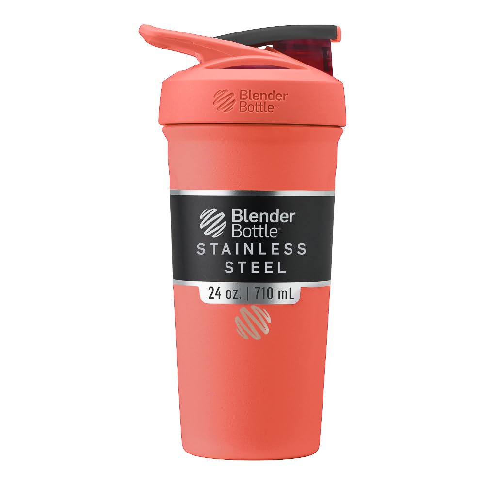 Buy now BlenderBottle Strada Shaker Cup Insulated Stainless Steel Water Bottle with Wire Whisk, 24-Ounce, Black at indiglob india