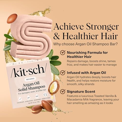 Buy now Kitsch Argan Oil Shampoo Bar â€“ Repairing Hair Shampoo for Men & Women â€“ Strengthening, Nourishing Hair Care, Reduce Breakage & Boost Elasticity â€“ Silicone, Paraben & Sulfate Free, Made in USA - 3.2 oz at indiglob india