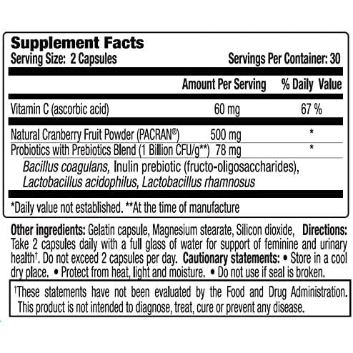 Buy now vH Essentials Probiotics for Women with Prebiotics, Cranberry & Vitamin C - 60 Capsules (30 Day Supply) - Women's Probiotics Support Gut Balance, Feminine Health & Urinary Tract Health for Women at indiglob india