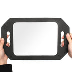 Hairdressing Foam Mirror with Double Handle - Black Handheld Lightweight Mirror for Barbers and Hair Salons - Back of Head Haircuts View Mirrors